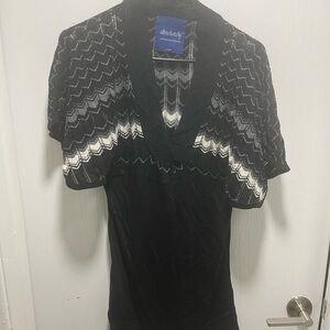 Absolutely Black, Gray and White Chevron VNeck Sweater.